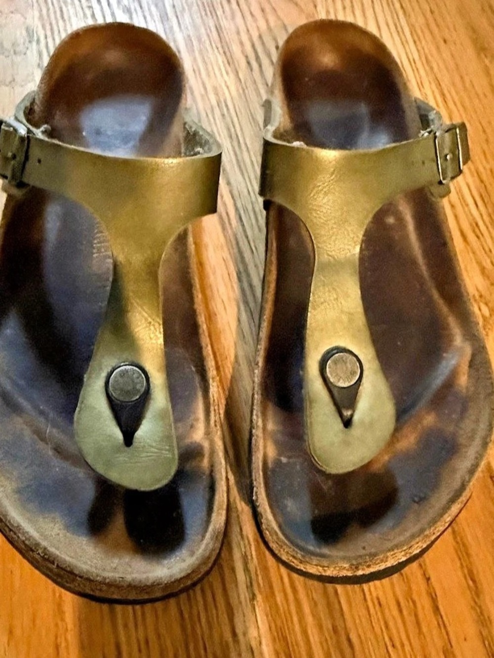 Birkenstock Gizeh Metallic Leather Thong Sandals Size 40